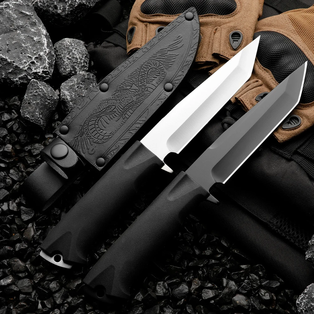 HUANGFU High quality 9CR18MOV outdoor knife fixed blade wilderness survival knife men's gift rescue knife hiking hunting knife 4