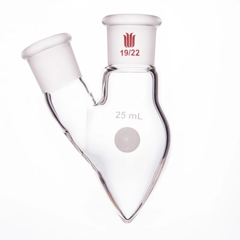 SYNTHWARE Two Necked Heart-shaped Lab Volumetric Flask Pear shaped Flask Capacity 5mL 10mL 15mL 25mL 50mL Borosilicate glass F34
