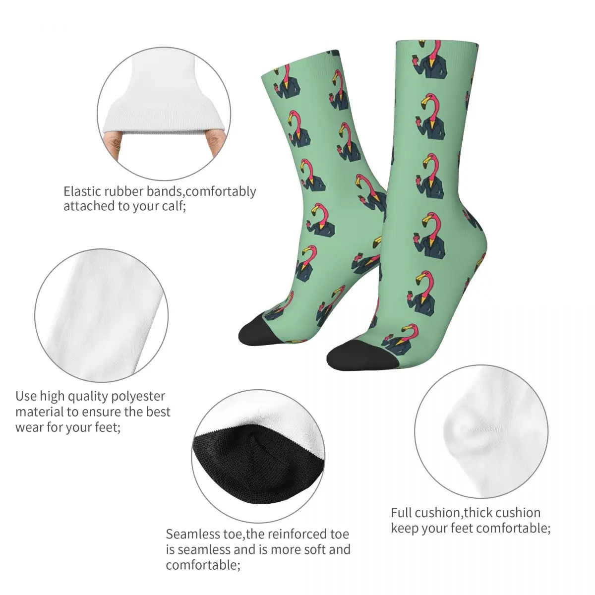 Office Flamingo sockings Long Socks Harajuku Comfortable Breathable Happy Gift sockings For Unisex