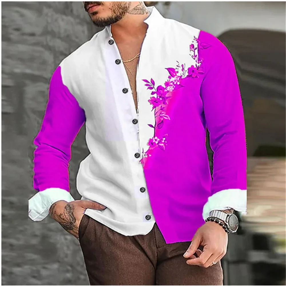 Men's Shirt Floral Pattern Lapel Outdoor Street Long Sleeve Shirt Daily Street Wear Fashion Button Design 2024