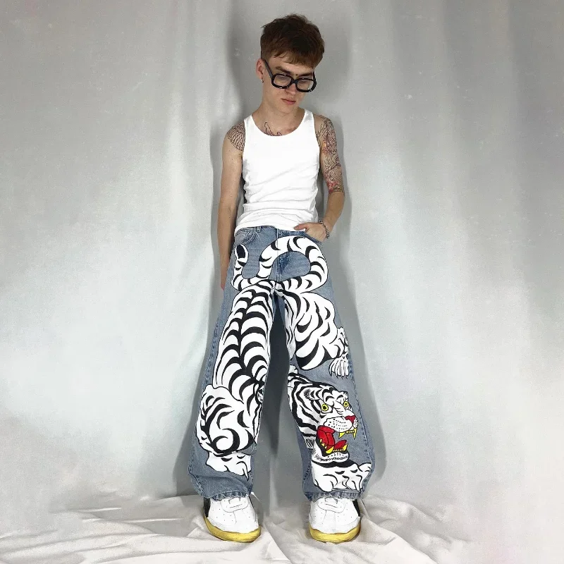 Description Picture 4 of itemY2K Baggy Jeans Harajuku 2000s Streetwear Vintage printing Oversized Hip Hop loose Jeans rock Gothic fashion Wide Trousers pants