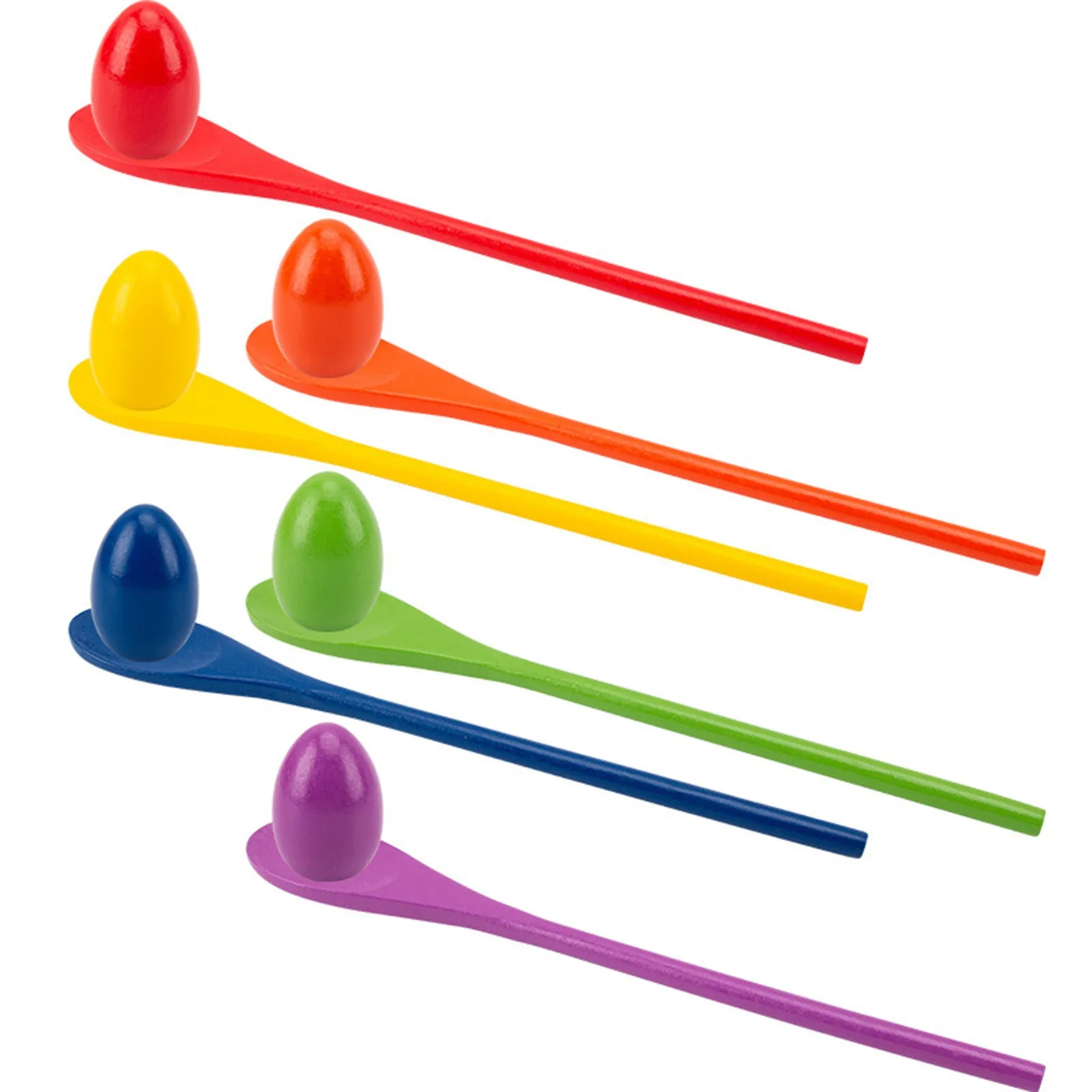 6 Players Carnival Game Egg And Spoon Relay Game For Kids & Adults Holiday Outdoor Yard Easter Egg Hunt Kid Magnets Building