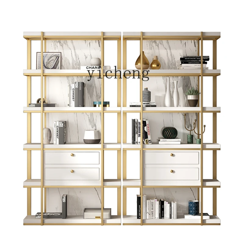 

Tqh Modern & Minimalism High-Grade Stainless Steel Bookshelf Living Room Display Antique Shelf Light Luxury Storage Rack