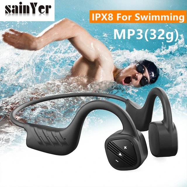 Casque de natation mp3 à conduction osseuse ipx8 casque sans fil étanche 16  Go de mémoire microphone a2dp casque bluetooth casque de natation sport  bluetooth (bleu)