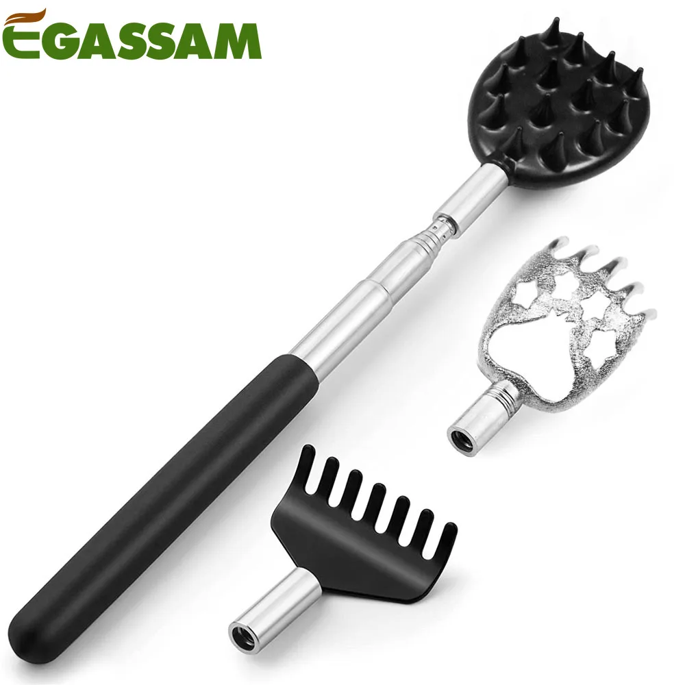 EGASSAM Telescoping Back Scratcher with 3Pcs Detachable Scratching Heads, Back Scratcher Extendable Backcratchers for Men/Women car repair tools inspection mirror magnetic pick up tool with led light telescoping rod handle magnet extendable pickup rod tool