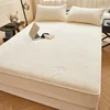 Cotton Fitted Sheet with Elastic Band Solid Color Anti-slip Soybean Fiber Mattress Cover For Single Double King Queen Bed 1
