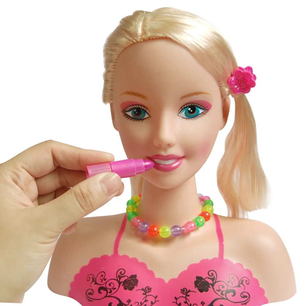 Kids Princess Dress Up Practice Girl Play House Toy Fashion Cute Half Body Makeup Hairstyle Doll Mannequin Head Toy Party Gifts