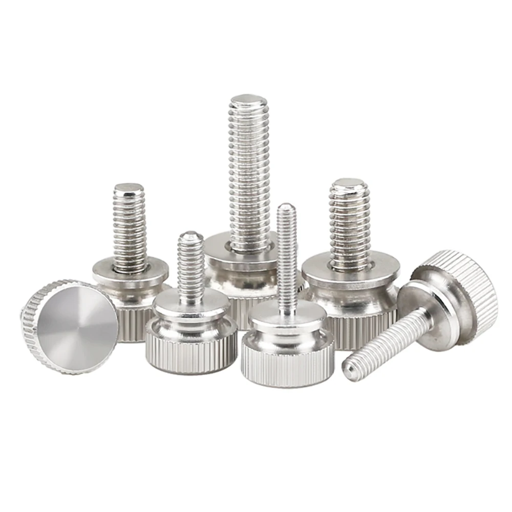 

5pcs M3 M4 M5 M6 Stainless Steel Circular Step Knurled Hand Screw Hand-Tightened Adjustable Locating Bolts Thread Length 6-62MM