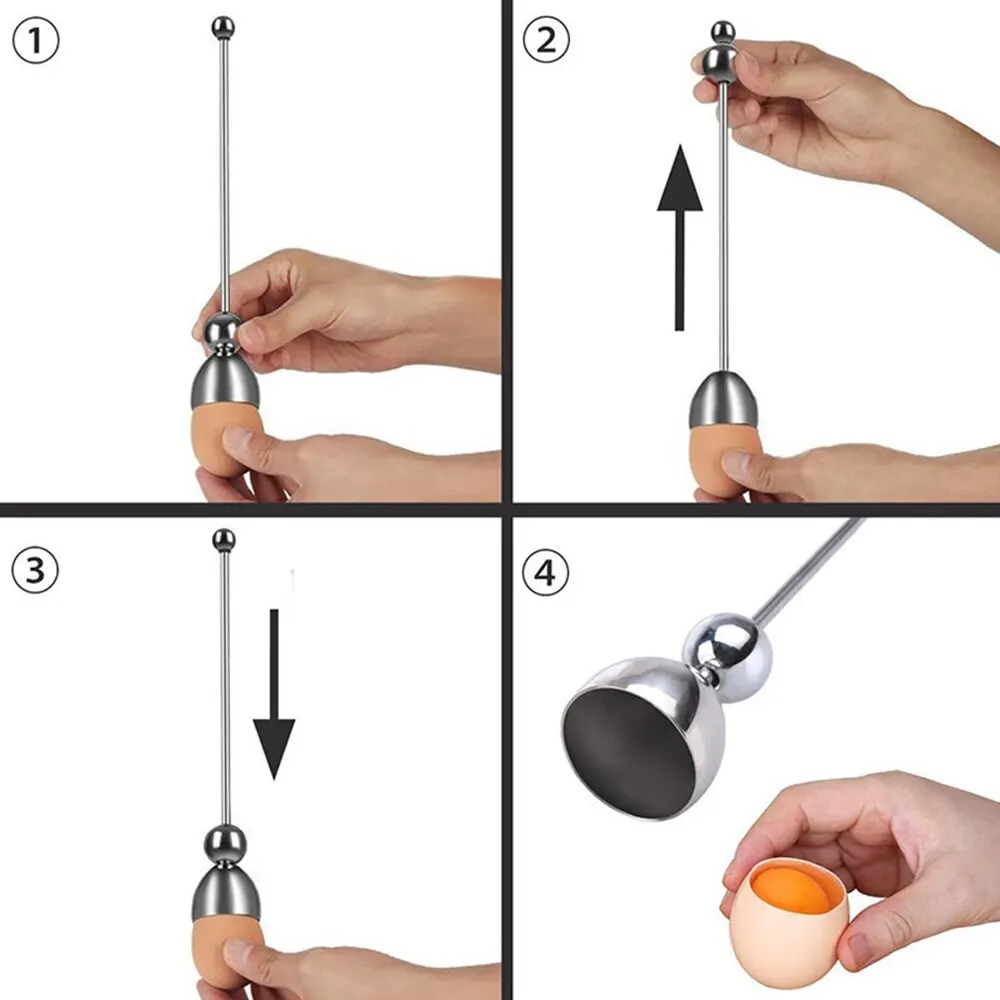 304 Stainless Steel Egg Opener French Measuring Ball Free Fall Egg Knocker Baking Gourmet Creative Home Kitchen Gadgets 1pc egg opener