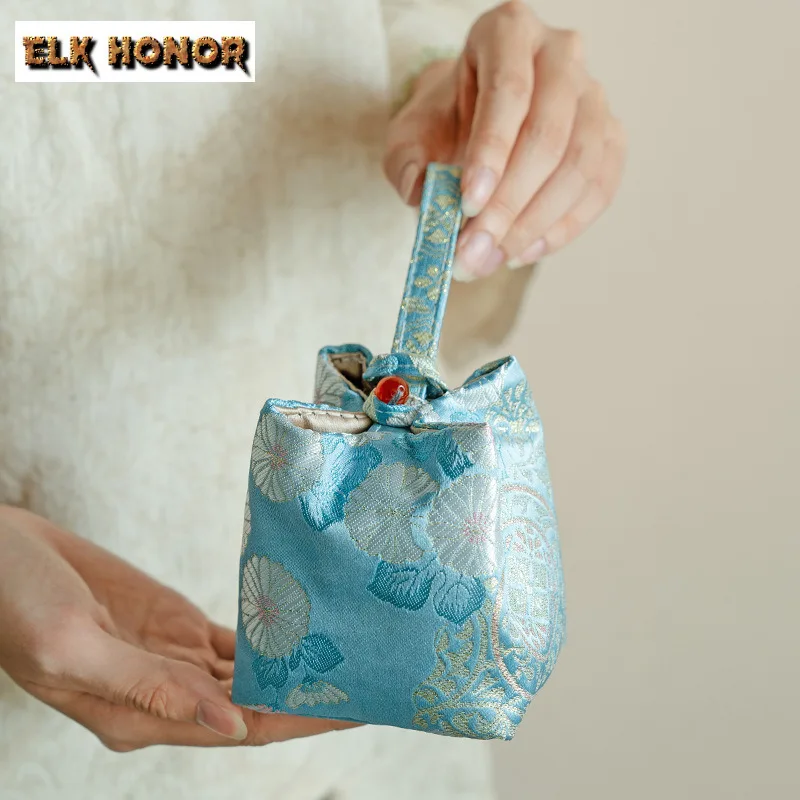 Chinese Brocade Covered Bowl Tea Cozies Traditional Tea Cozy For Teapot Portable Bag Travel Set Bag Drinkware Accessories