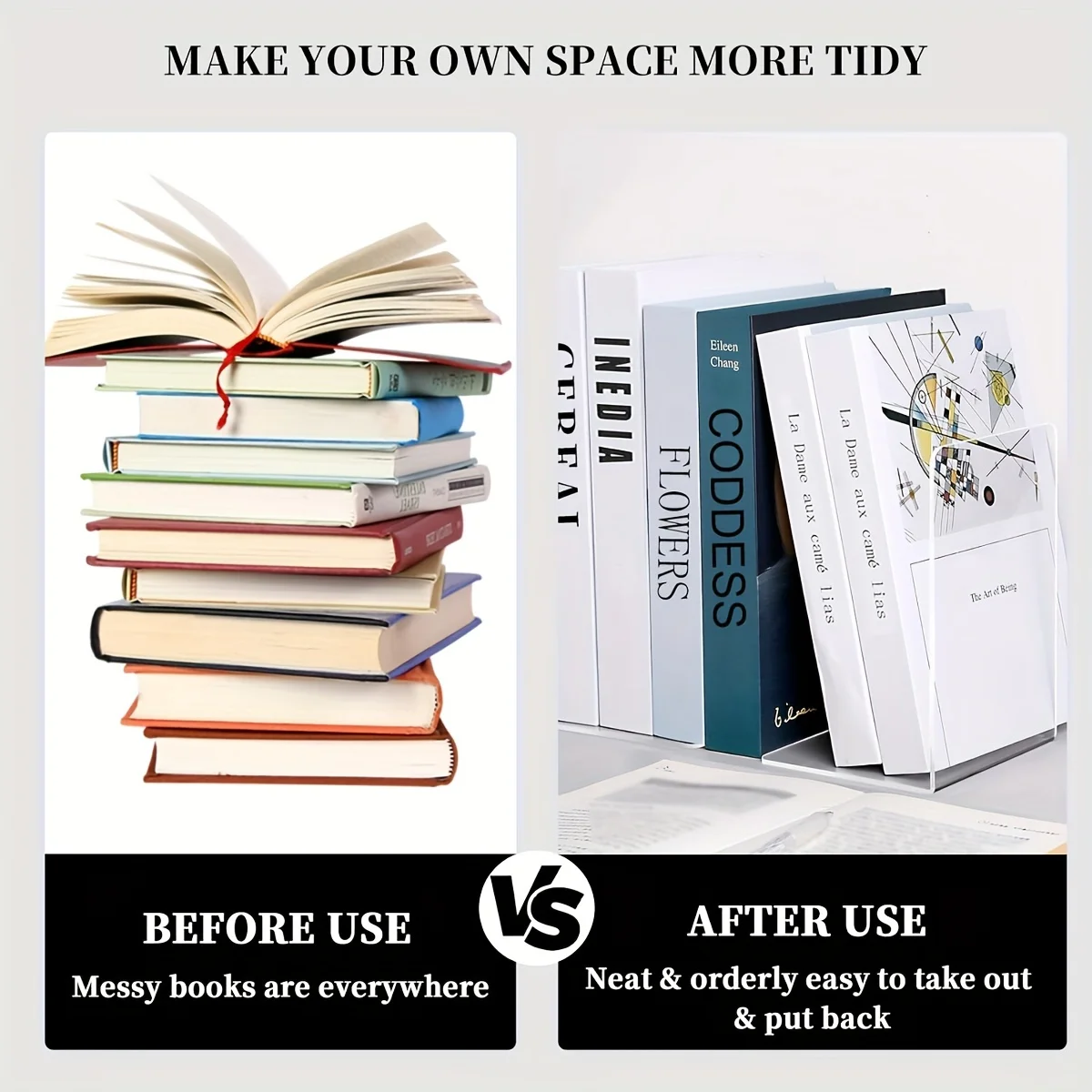 4/6pcs Transparent Acrylic Bookends Stand Bookshelf Desktop Decorative Storage Rack Bookend Book Holder School Stationery 4