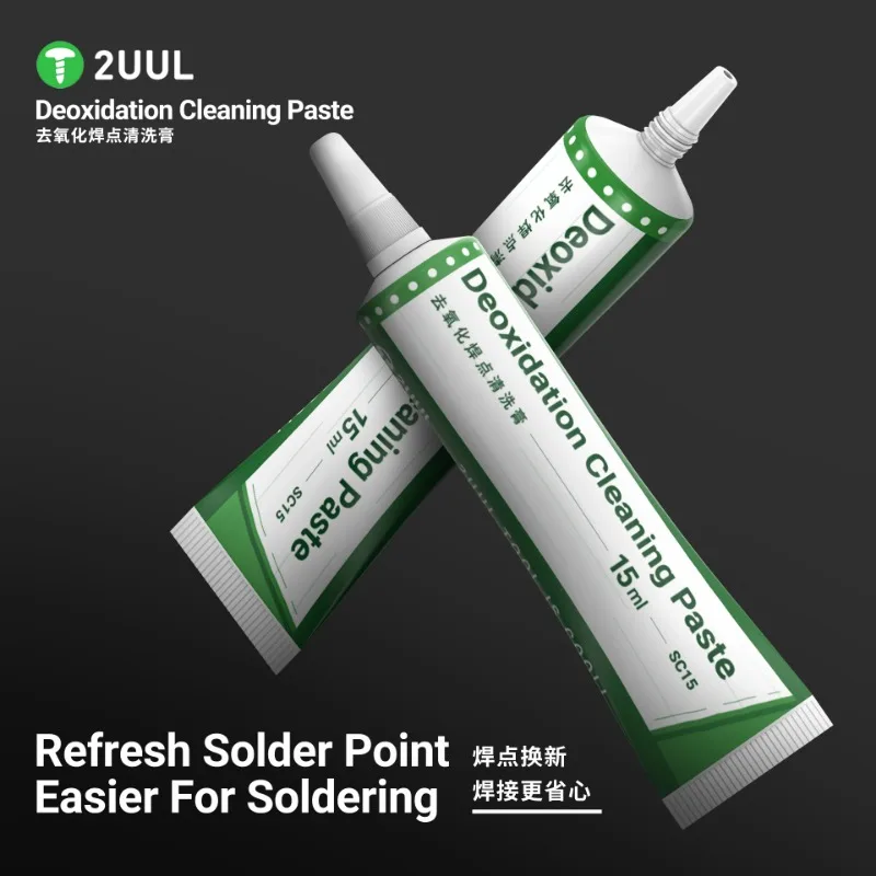2UUL SC15 휴대 전화 용 탈산 솔더 조인트 플럭스 청소 붙여 넣기 전자 용접 도크 커넥터 수리 도구 세트