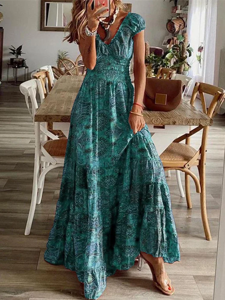 Vestido Playa Mujer Vestido De Verano Para Mujer Manga Corta, Escote En V, Con Botones Y Bolsillos, Tejido Jacquard Ligero, Ideal Para Playa Y Diario Vestido Verano Mujer