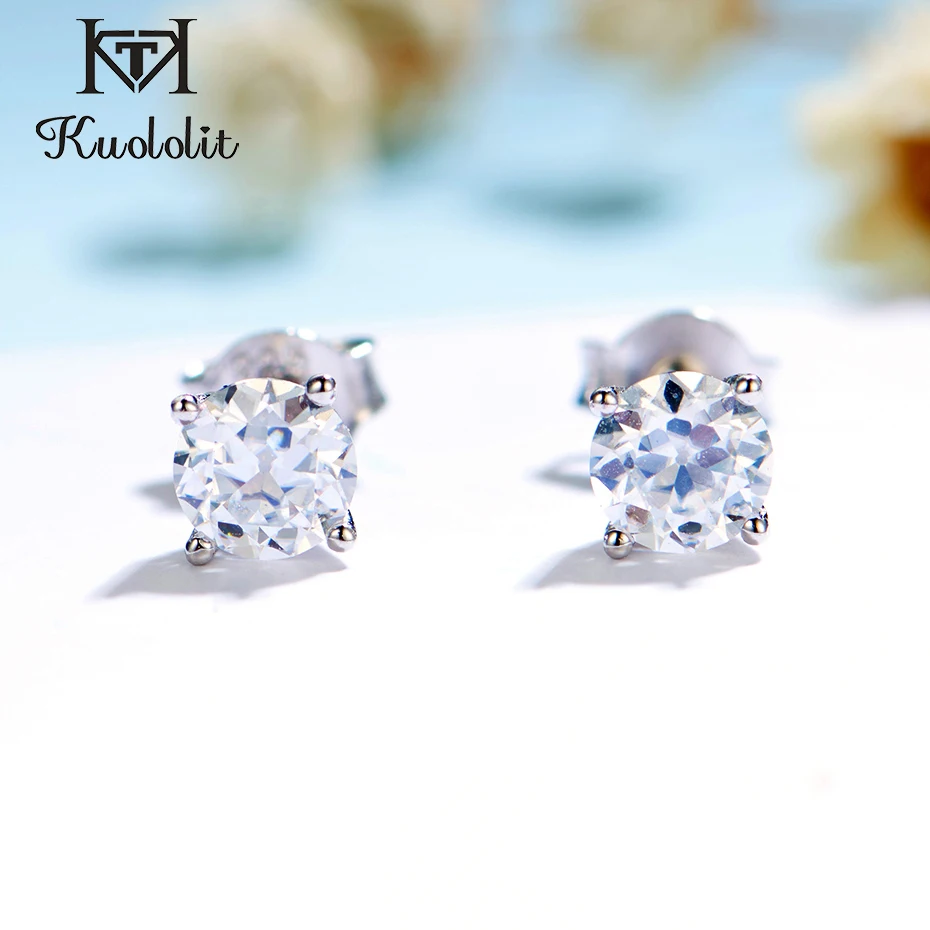 Женские сережки-гвоздики kuolit GRA14K 10K OEC Moissanite золотистые сережки с желтым золотом