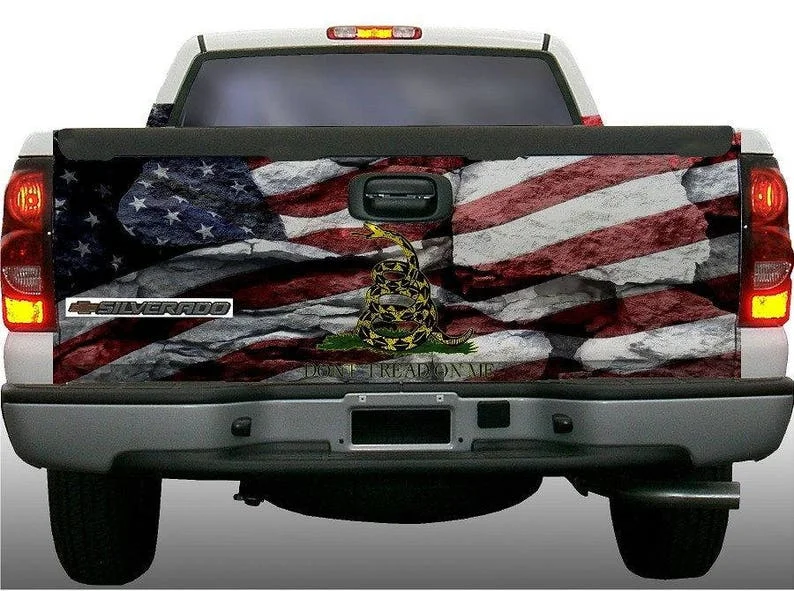 

American flag gadsden snake Don't Tread On Me tailgate wrap vinyl graphic decal