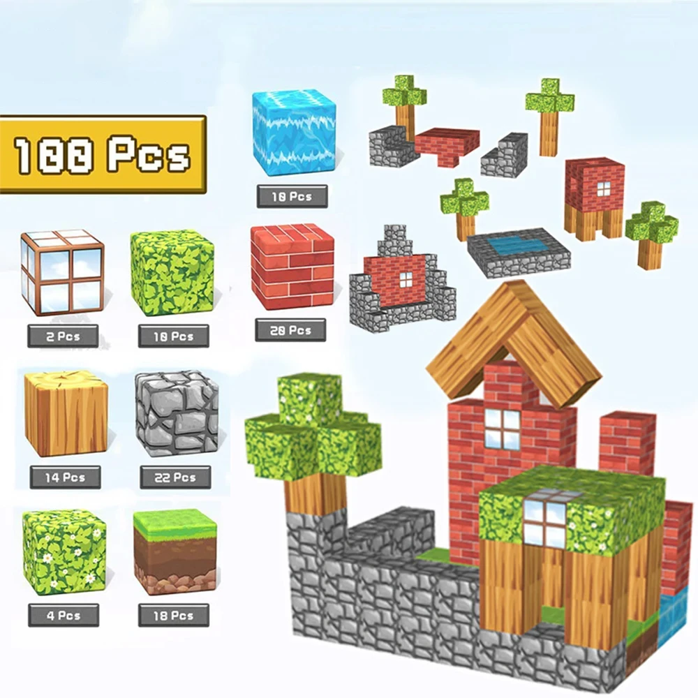 100PCS Magnetic Building Cube Blocks DIY Toys For Children Kids Educational Gifts