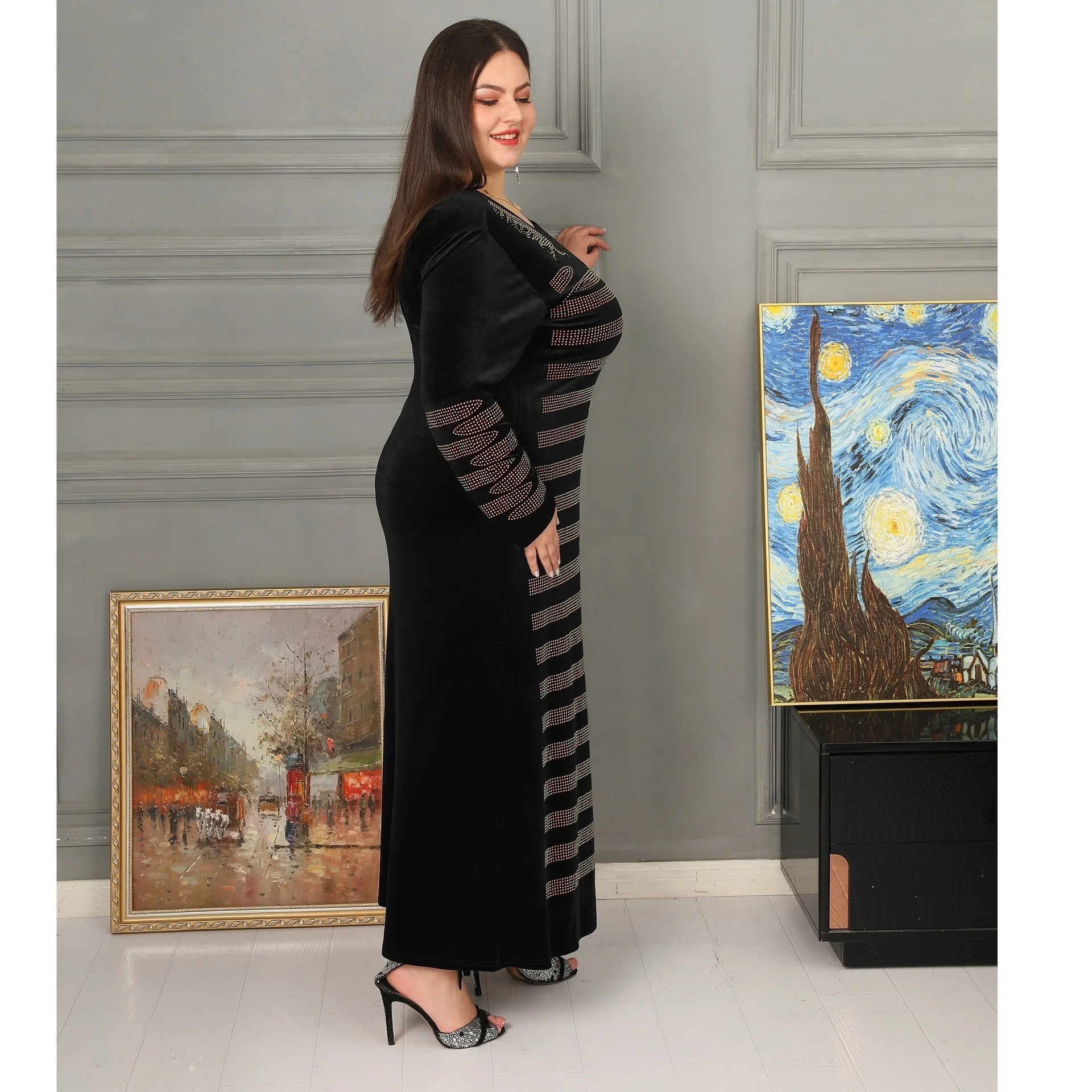 Sexy Wrapped Long Slim Dress Muslim Dress For Prom Wedding Temperature Dress African Fashion Robe European Style Costume Party