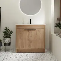36-Inch Bathroom Vanity with Sink Mid-Century Bathroom Vanities with Top Basin Floor Wood Bathroom Sink Cabinet 1