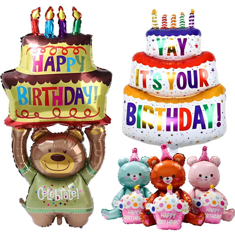 

Cute Large Three Layer Cake Candle Shape Balloon Colorful Inflated Happy Birthday Balloon For Baby Shower Party Scene Decoration
