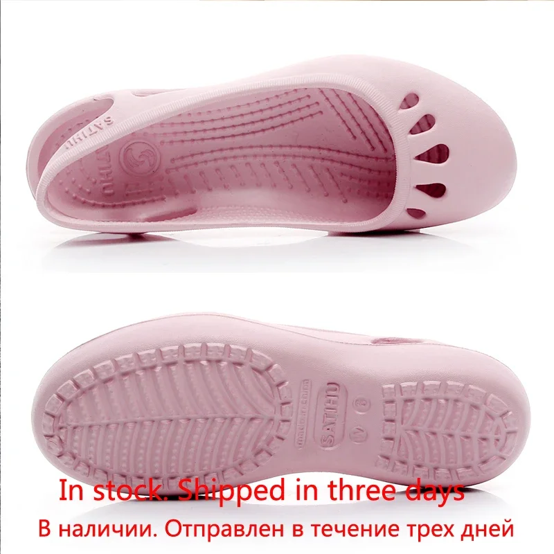 Women Sandals Clogs Jelly Non-slip Summer Hole Shoes Flat Slippers Plastic Waterproof EVA Garden