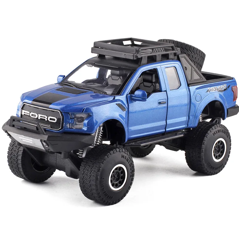 

1:32 Off-Road Model Car Simulation F150 Raptor Pick Up Collectible Diecast & Childrens'Toy Vehicle Big Wheels Shocking Proof