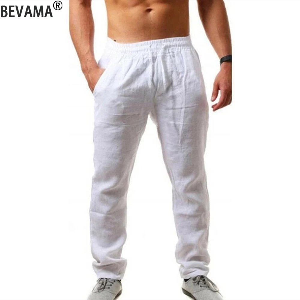 Men Pants Cotton Linen Pant Autumn Solid Color Sweatpants Cotton Linen Trousers Casual Sport Trousers Men Clothing