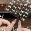 White 5D Pearl Lace Bowknot Wave Lines Nail Stickers Elegant Exquisite Nail Decoration Decals DIY Self Adhesive Transfer Slider 3