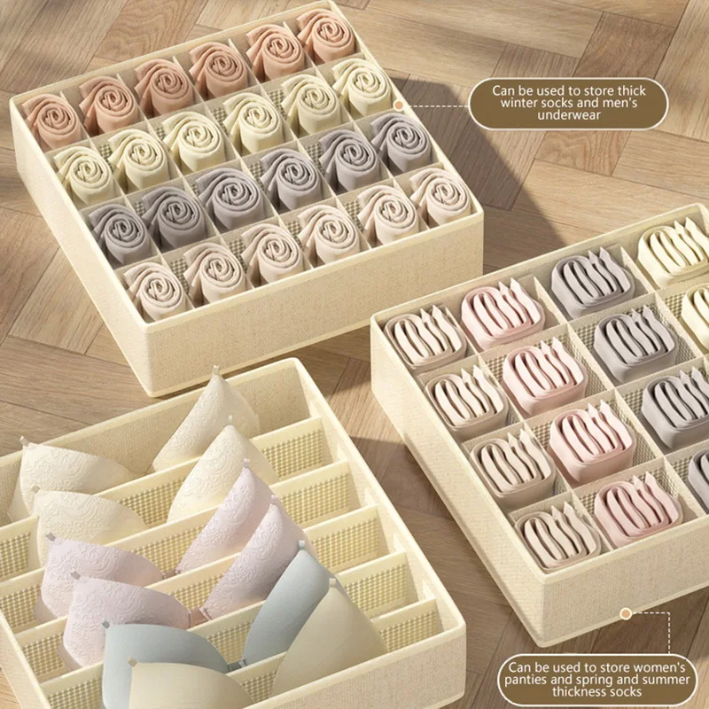24 Grids Foldable Underwear Organizer Cabinets Drawer Underwear Storage Box Hard Bra Socks Organizer Closet Clothes Storage