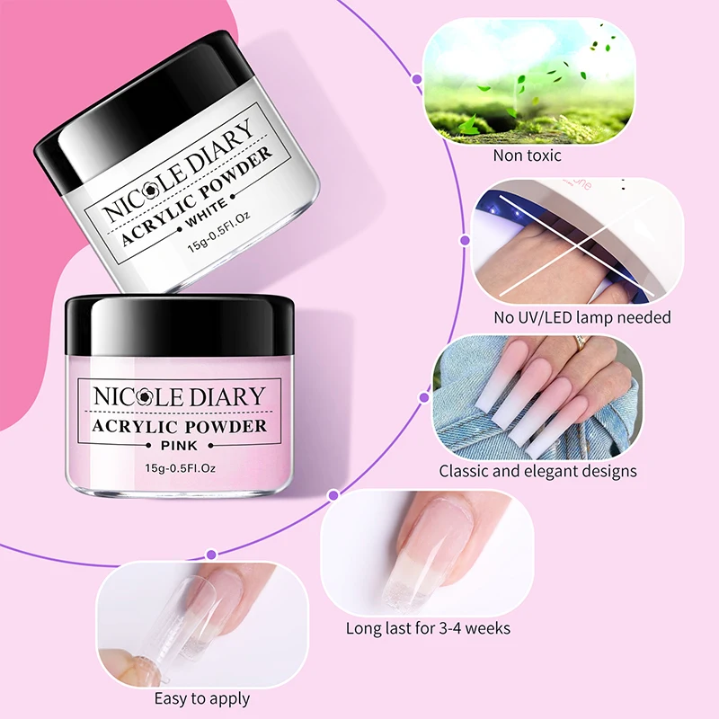 Acrylic Powder Liquid Set Nail Brush Kit Nail Forms 3D Tips Carving Extension nail powder nail acrylic liquid acrylic nail powder nail kit