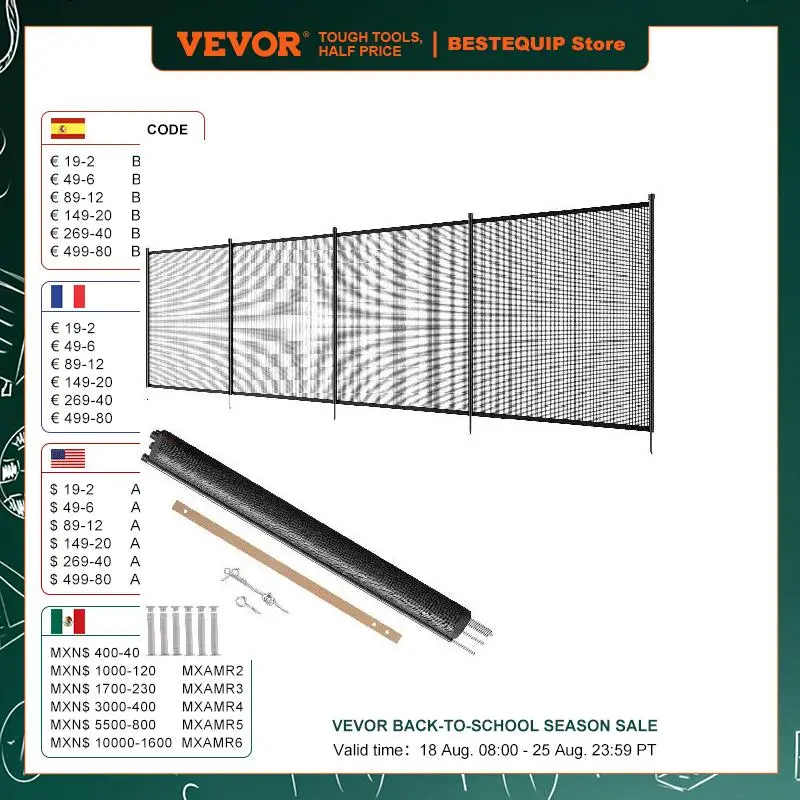 VEVOR Pool Fence Pool Fences for Inground Pools Removable Child Safety Fencing Teslin PVC Fence Mesh Protects Kids and Pets