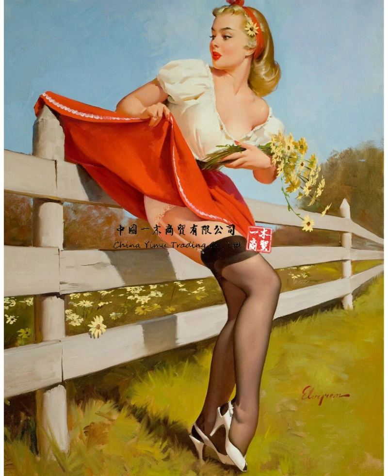 

Pinup девушка на заборе 1959 постер наклейки картина искусство фильм автомобиль