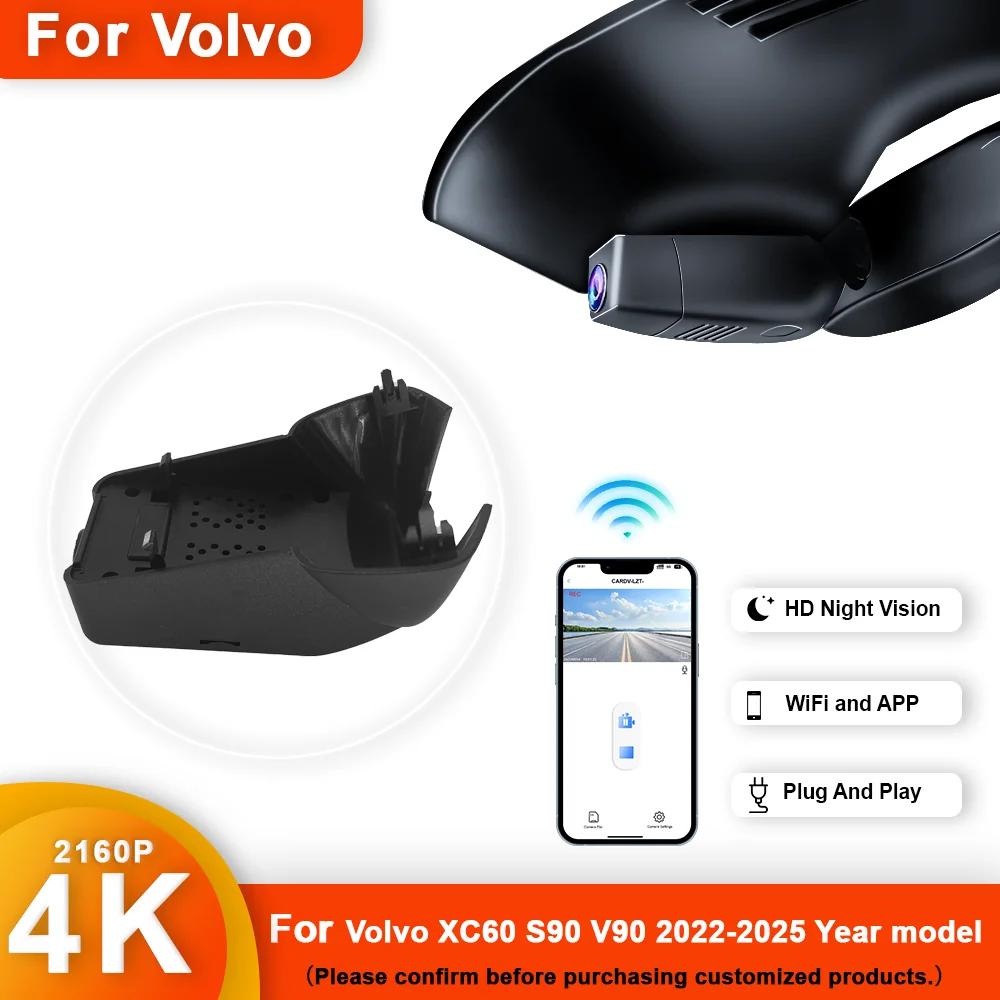 4K HD 2160P Plug and play DashCam For Volvo XC60 S90 V90 Front and Rear WIFI APP Car Dvr Dash Cam