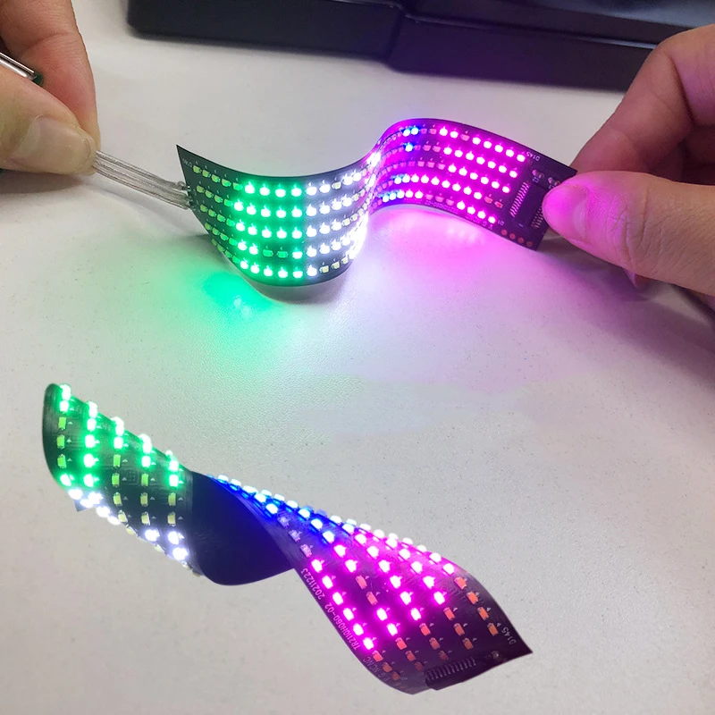 RGB Flexible Display Color Screen LED Module Strip Light App Bluetooth DIY Hat Clothes Bag Shoes Word Scroll Matrix Screen mini led light glow light ambient light