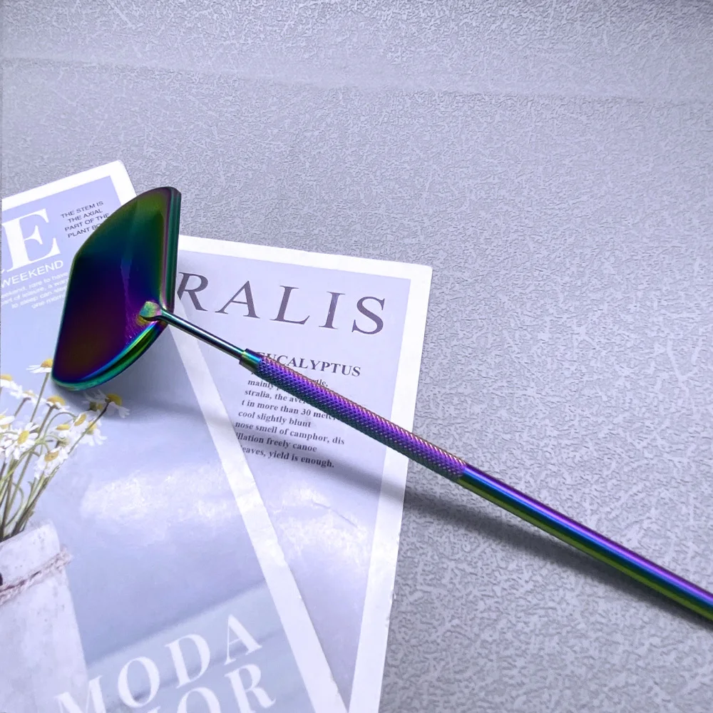 1Pc Eyelash Mirror Stainless Steel Long Handle Mirror For Checking False Lashes Extension Grafting Makeup Tools