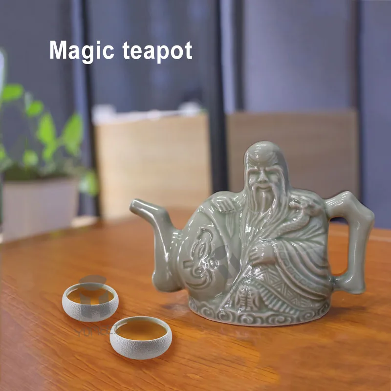 YOMEEI Ceramics Chinese Trick Teapot Handmade Wine Coffee Dual Purpose Pot Layered Drinking Container
