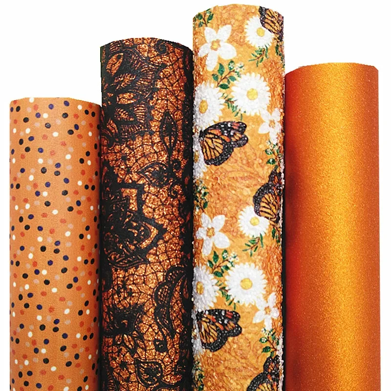 Farfalle Fiori Margherita Fogli Di Tessuto In Pelle Glitter Personalizzati Pizzo Glitter Puntini Glitter Luccicanti Per Archi Fai Da Te 21X29Cm Q1301