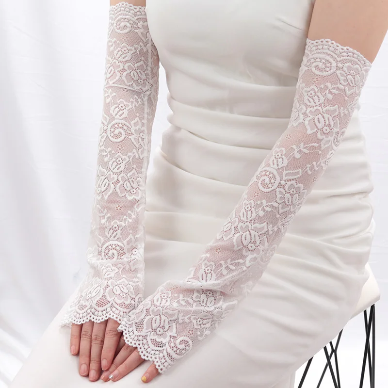 1 paar Sexy Spitze Hohl-Out Finger Handschuhe Sonnenschutz Ärmeln Mesh Spitze Dünne Radfahren Handschuhe Sommer Sonnencreme Arm handschuh – Detail 4