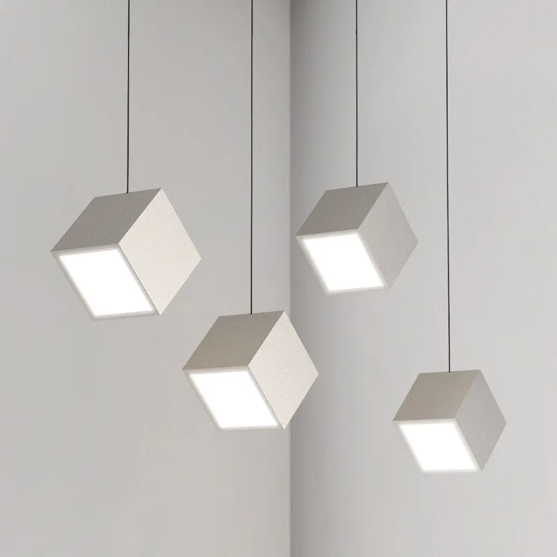 

New Light Luxury Restaurant Chandelier Modern Minimalist Creative Minimalist Cube Single Three-Head Small Bar Dining Room Table