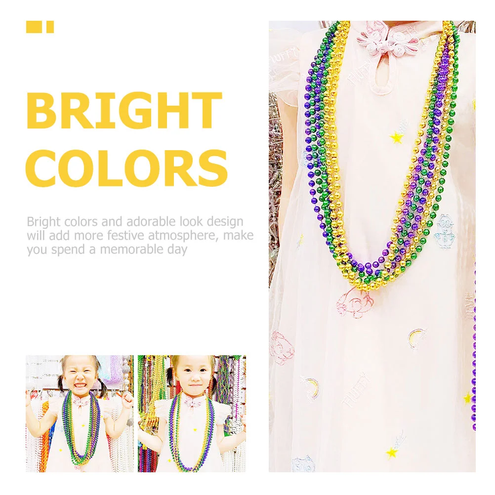 15 Pcs Necklace Ornaments Mardi Gras Beads Round Beaded Party Necklaces Adorn Plastic Chain Colorful Decorations Birthday