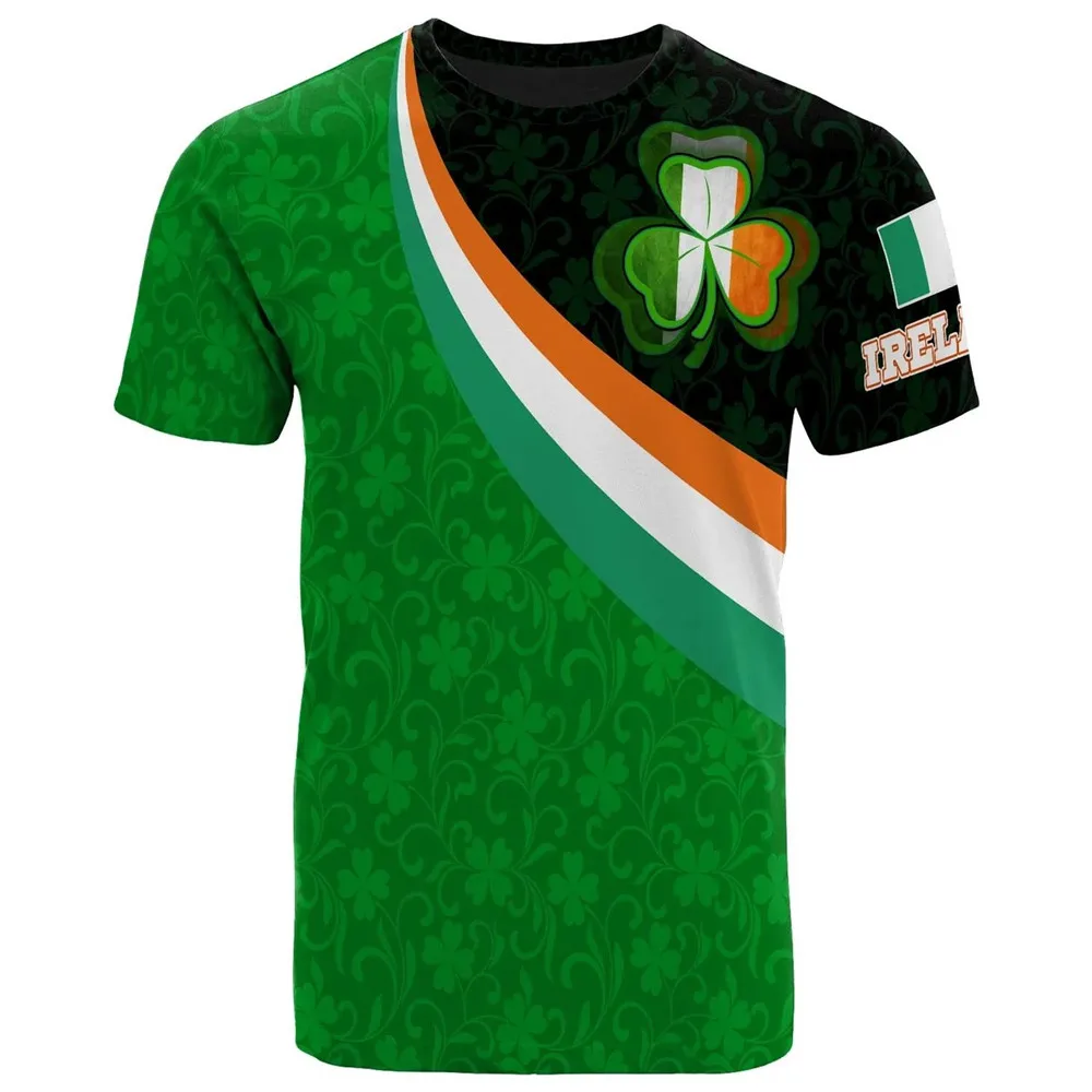 Qonioi T Shirts for Men Pack Men's Fashion Summer Neckline T-Shirt 3D Printing Pattern Short Sleeve St Patricks Day Shirt Men Plus Size St Patricks