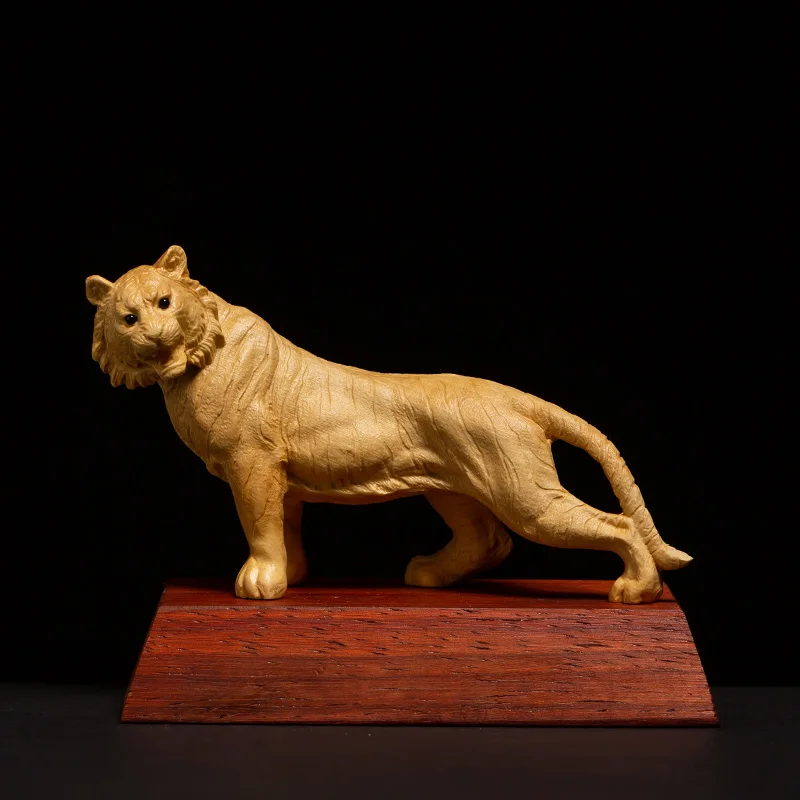 

Golden Zodiac Tiger: Solid Wood Carved Feng Shui Mascot for Vehicle Decor