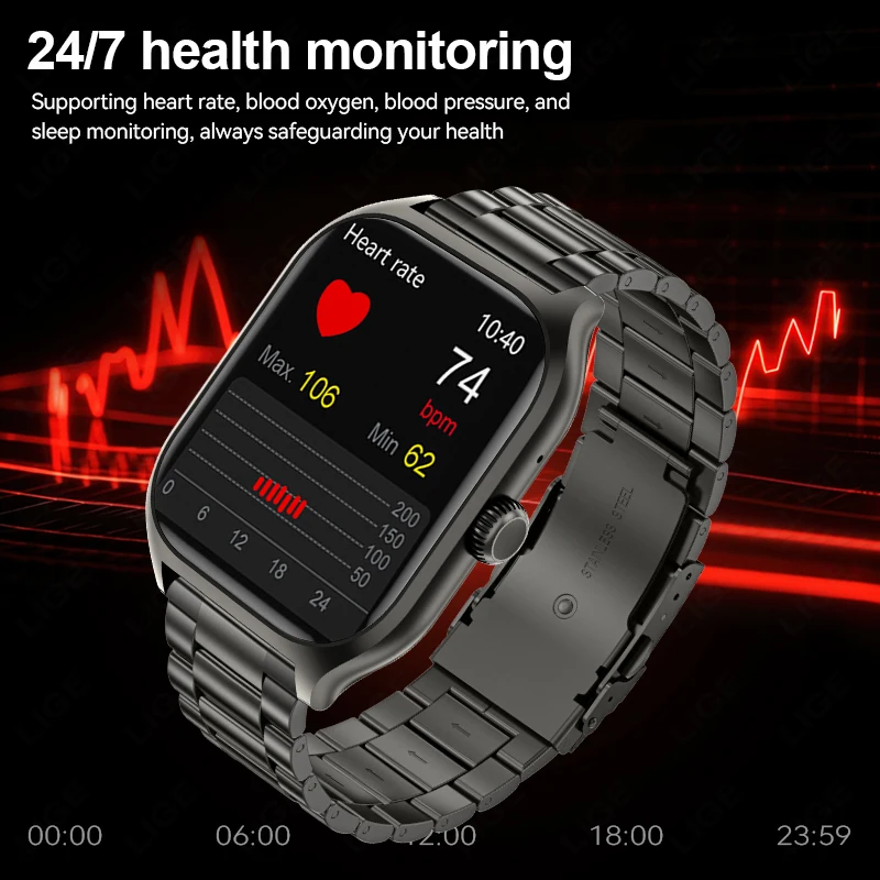 LIGE 2025 New Medical Diagnosis Smart Watch Men Blood Oxygen Heart Rate Monitoring Bluetooth Call Sports Health Smartwatch Women