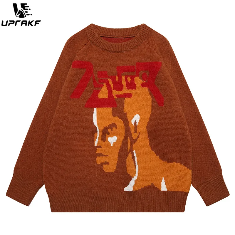 

UPRAKF Funny Graphic Sweater Loose Long Sleeves Fashion O Neck Trendy Pullovers Harajuku