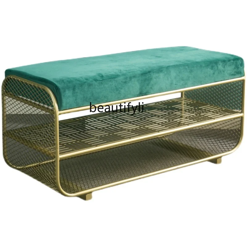 

LBX Shoe Changing Stool Home Doorway Light Luxury Modern Faux Leather Double-Layer Home Shoe Cabinet