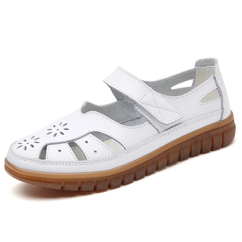 Women Sandals Rubber Soft Soled Walking Shoes Outdoor Beach Sandals Anti Slip Genuine Leather Summer