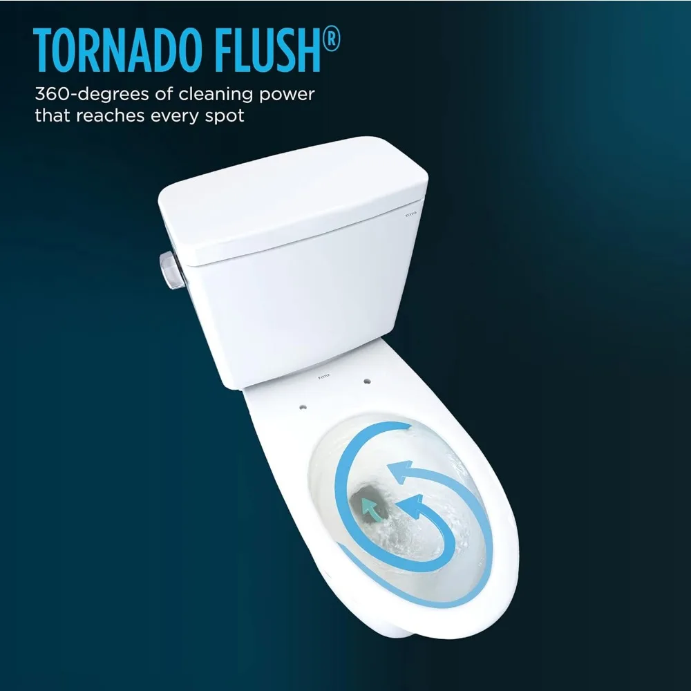 Two-Piece Elongated 1.6 GPF Universal Height TORNADO FLUSH Toilet with CEFIONTECT, Cotton White - CST776CSFG#01 3