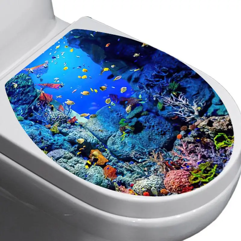 Toilet Sticker Decal Sea World Toilet Seat Sticker Adhesive Bathroom Self Adhesive Art Home Decor Bathroom Decor