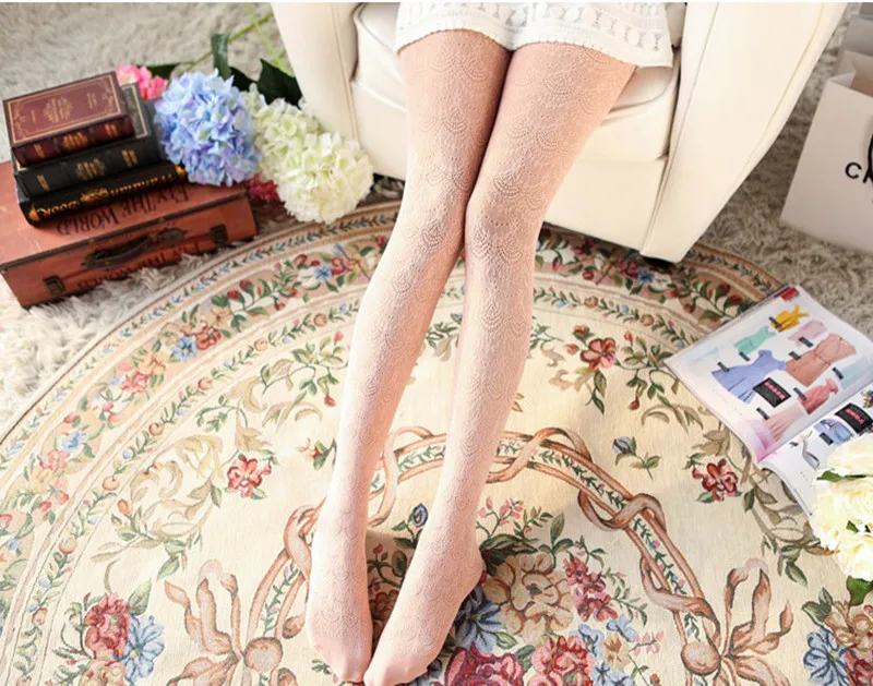 Sexy Frauen Strümpfe Carving Frauen Strumpfhosen Spitze Frau Seide Strumpfhosen Aushöhlen Enge Frau Tattoo Collant Femme Lolita Strümpfe – Detail 10