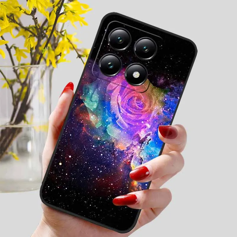 Floral Print Soft TPU Silicone Phone Cover with Black Bumpers