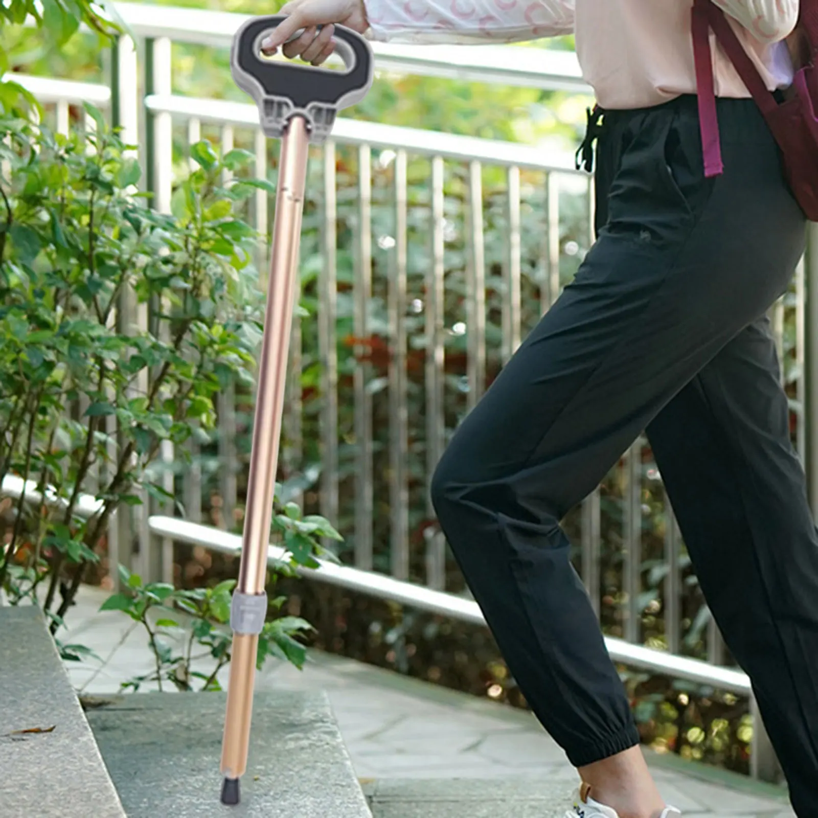 Multifunctional Trekking Poles Elderly Walking Cane Anti Skid Aluminium Alloy Portable Folding Cane Stool for Hiking Climbing 2